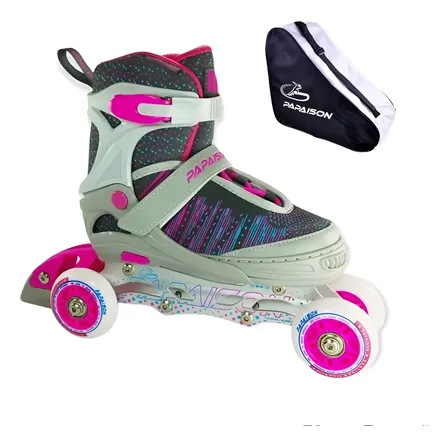 Rollers 2 En 1 Patin Profesionales Ruedas Luz Led Siliconada Color Gris/Fucsia Talle de los patines Large, 37 al 40