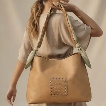 Cartera De Diseño Con Pañuelo Rocas Mostaza - Scarfy 56 Mostaza Lisa Oro