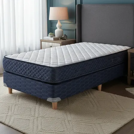 Sommier Y Colchon Suavestar Lujo 90x190 Cm Espuma Color Azul Combinado