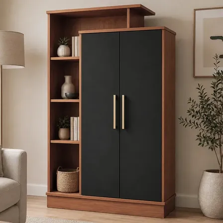 Modular Mueble Aparador 2 Puertas Multifuncion Organizador Melamina Maximo Fortaleza Grafito Teca