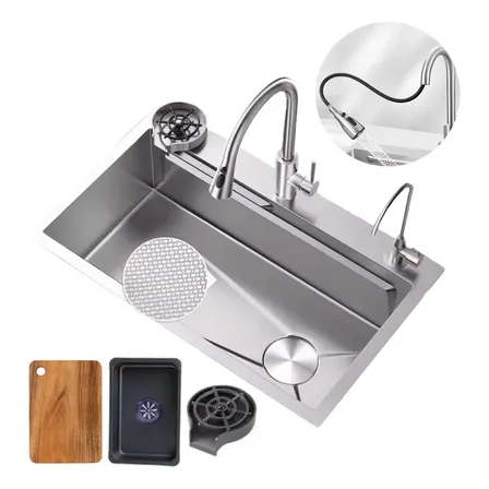 Bacha De Cocina Pileta Simple Grande Griferia Acero Dyvan Plateado