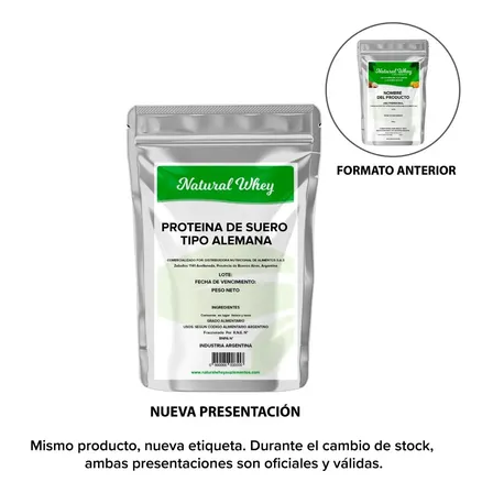 Proteína Natural Whey Suplementos Alemana Sin Sabor 1 Kg Sin Lactosa