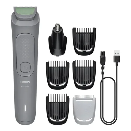 Multigroom All-in-one Philips Mg3911/15 Inlcuye 7 Accesorios, 60 Minutos de Autonomía, Peines Lavables Gris