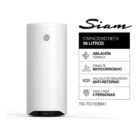 Termotanque Eléctrico Siam Tsi-tg100bm1 100l Blanco De Alta Recuperación