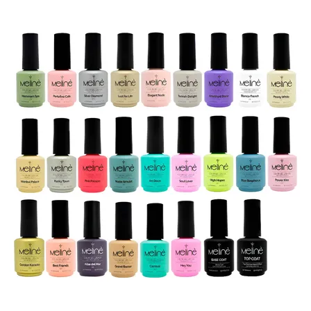 Kit X24 Esmaltes Meliné Gel On-off Color + Base + Top Coat A Elección
