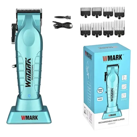 Maquina Cortar Pelo Clipper Profesional Inalambrica 8000 Rpm Wmark Ng-133 Azul