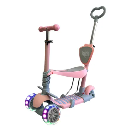 Monopatin Infantil 3 En 1 Scooter Italy Asiento Manija Bebe Color Rosa Pastel