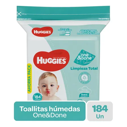 Toallitas Húmedas Huggies One & Done 184 Unidades