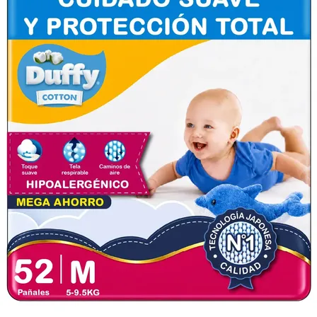 Pañales Duffy Cotton Mega Ahorro Talle M X 52 Un