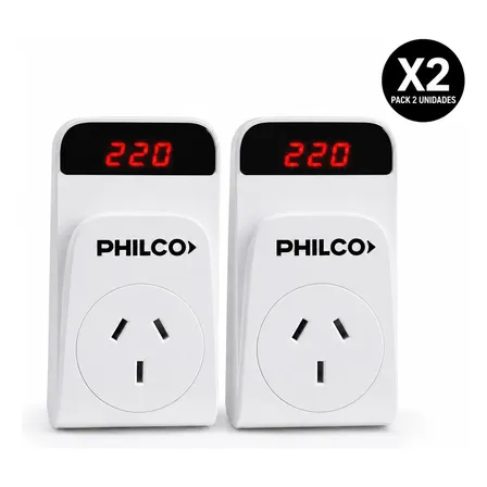 Protector Tensión Enchufable 10a Hogar Pack X2 Unidad Philco Blanco