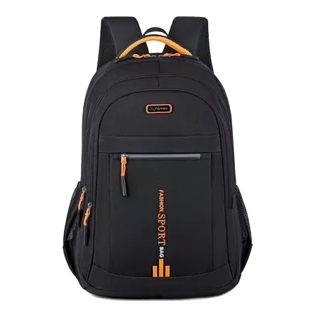 Mochila Urbana Impermeable Reforzada Grande Porta Laptop Bolsillos Para Botella 30l Mochila Viaje Mochila Universitaria Mochila Moderna Color Negro Con Naranja