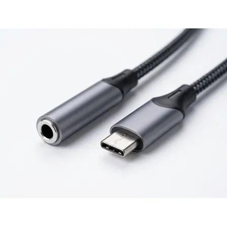 Adaptador Usb-c A Jack 3.5mm Hembra Audio 10cm Negro