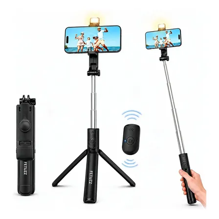 Palo Selfie Fetuzz Trípode Bluetooth Extensible Con/sin Luz Control De Luz