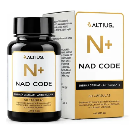 Nad + Resveratrol + Coenzima Q10 + Vitamina C 60 Cap 2 Meses Sin Sabor