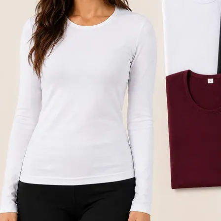 Pack X4 Remeras Térmicas Mujer Manga Larga Primera Piel Blanco - Bordo Uva - Negro - Blanco 3 Abrigada Polar