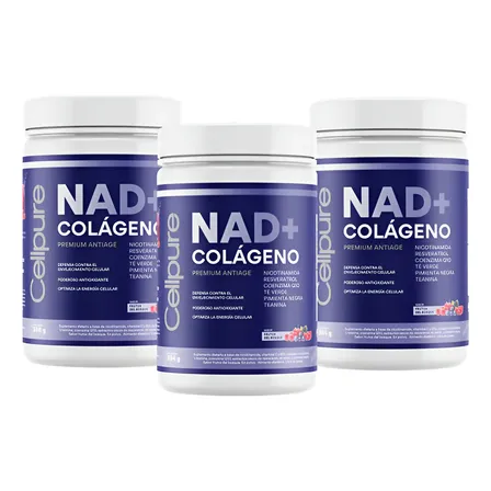 Colágeno Nad+ Resveratrol Cellpure 384g Plan 3 Meses Frutos Del Bosque
