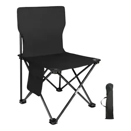 Silla De Camping Con Bolsillo Lateral De 65x40 Cm Negro