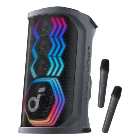 Parlante Anker soundcore Rave 3s Sonido potente de 200W Bluetooth, Inalámbrico, Con Karaoke 2 Micrófonos, Eliminación de Voz AI, Luces al ritmo de la música, 12h De Reproducción, Portátil