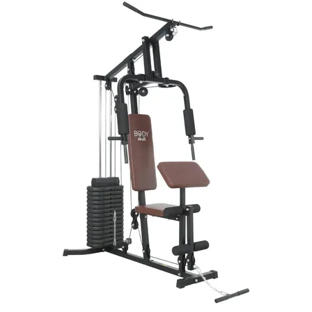 Multigimnasio Body Skull Usuarios 150 Kg Y Pesas Por 70 Kg Tapizado Marron Multygym Gimnasio Multifuncional