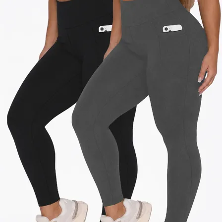 Calzas Tiro Alto Con Bolsillo Deportivas Mujer X2 Multicolored-a-3 Liso Xl