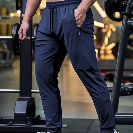 Pantalón Jogger Deportivo Secado Rápido Unisex Azul Liso L