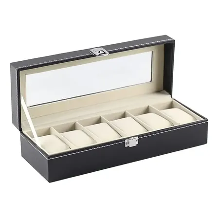 Estuche Exhibidor Guardado De 6 Relojes En Cuero Ecologico Con Compartimentos Suaves Y Cierre Seguro Ideal Para Organizar Coleccion Viajes Y Presentacion Levys Bazar Negro