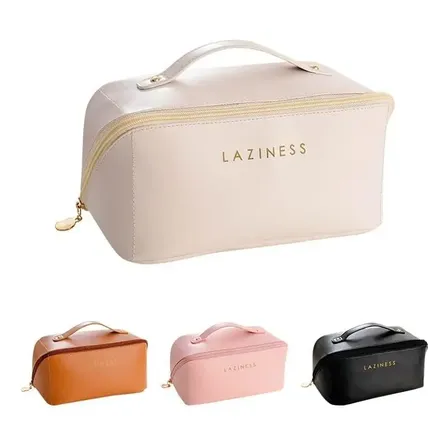 Neceser De Cuero Ecologico Para Maquillaje Cosméticos Y Accesorios De Viaje Organizador Portacosmeticos Con Cierre Resistente Interior Forrado Ideal Para Mujer Color Crema Levys Bazar