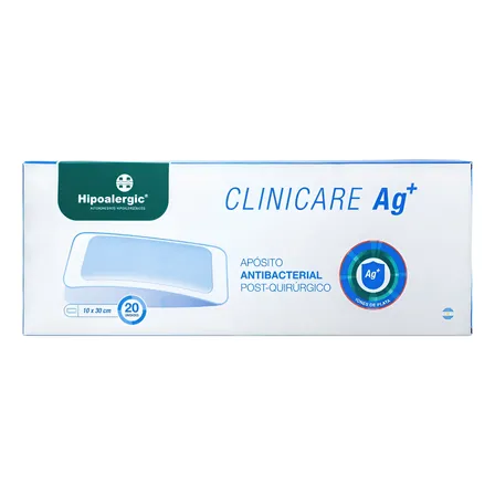 Apósito Antibacterial Hipoalergic Clinicare Ag+ 10cm X 30cm