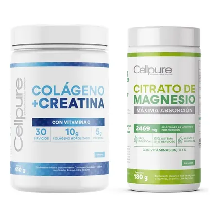 Colageno + Creatina 450g & Citrato De Magnesio 180g Cellpure Sin Sabor