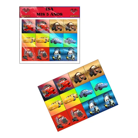 Souvenirs Memotest Cars 12pz En Madera Mdf Cumple X10u