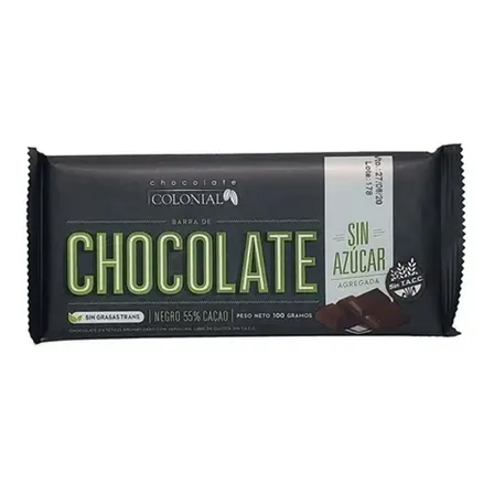 Chocolate Colonial 55% Cacao S/azucar Barata La Golosineria
