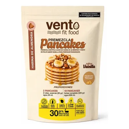 Premezclas Pancake Vento Fit Keto Vainilla Sin Azucar X420gr