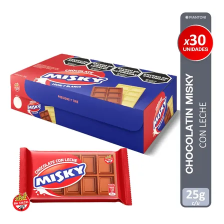 Chocolate Misky Con Leche Caja X30 Unidades X25g
