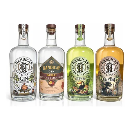Pack X4 Gin London Dry-dubai-old Tom-tropical 750ml Handicap Pack X4 London Dry - Dubai - Old Tom - Tropical