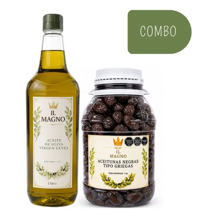 Aceite Oliva Virgen Extra 1 Litro + Aceitunas Neg 1kg Il Mag