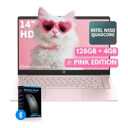 Hp Pink Stream 14-ep2011 Intel N150 4gb Ram 128gb Ufs Incluye Windows 11 Instalado Pantalla 14 Laptop Rosa Con Regalo
