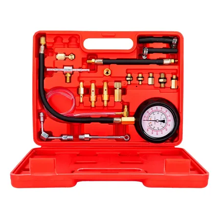 Probador De Presion De Combustible Gadnic 0 A 140 PSI 0 A 10 Bar Precision 2 Porciento Manometro 3.5 Pulgadas Adaptadores M10 M12 M14 + Maletin