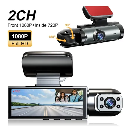 Cámara Dash Cam Dual 1080p Frontal Y Cabina Visión Nocturna Para Auto
