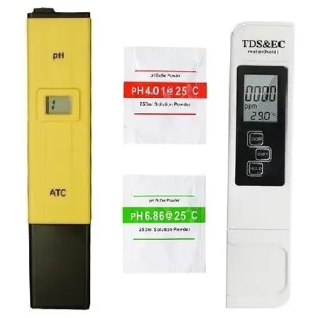 Kit de Medidores de pH y TDS/EC Digital con Termómetro para Agua, Acuarios e Hidroponía