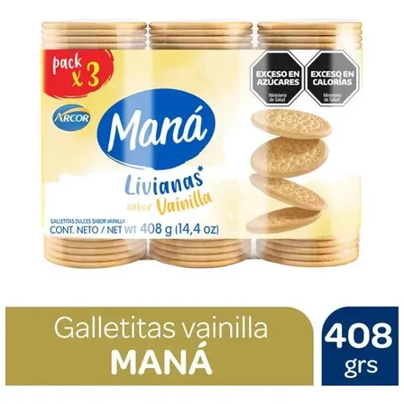 Galletitas Mana Sabor Vainilla Pack X 3 Pack Chico