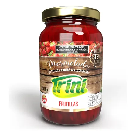 Mermelada De Frutillas Trini Con Stevia Sin Tacc X 410 Grs.