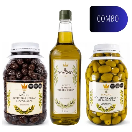 Pack Aceite Ve + 1 Aceitunas Verdes + 1 Aceitunas Griegas