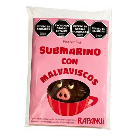 Rapanui Submarino Piggy De Chocolate Relleno De Malvavisco