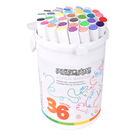Set D Marcadores Acrílicos Colores En Tubo Plástico Portátil 36un