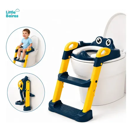 Adaptador Inodoro Con Escalera Plegable Para Bebés Reductor Infantil Regulable Ranita Feliz
