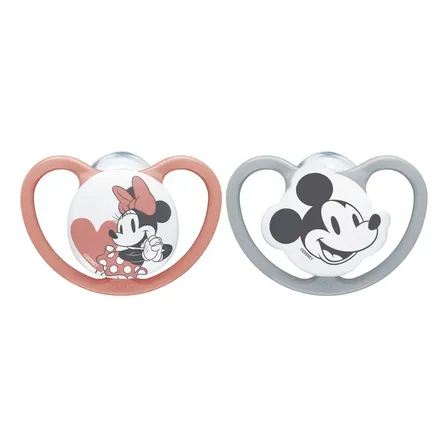 Chupete Nuk Disney Mickey Mouse 0 A 6 Meses - 2 Unidades Color Rojo/gris Período De Edad 0-6 Meses
