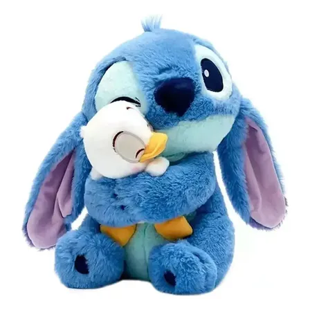 Peluche Stitch Azul de 30 cm con Patito, Hipoalergénico para Bebés