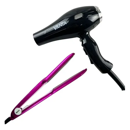 Kit Vanta Profesional Secador 10000 Negro + Plancha Titanium