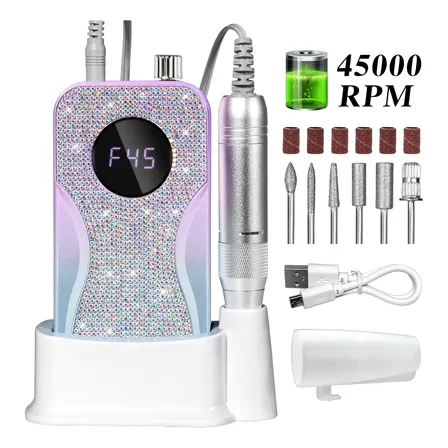Pulidor De Uñas Portátil 45000 Rpm Drill De Uñas Recargable Dmj-tz-sg720-blue-usb
