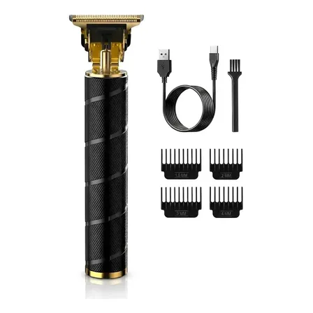 Afeitadora Electrica Hombre Premium  Barba Y Patillas Usb Negro Diseñio